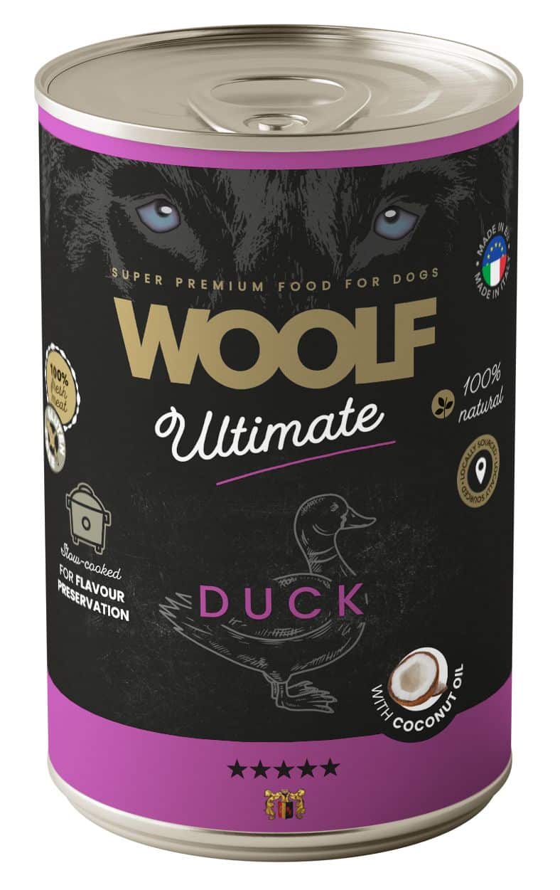 WOOLF ULTIMATE VÅDFODER, DUCK WITH COCONUT OIL, 400G