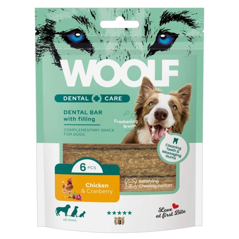 WOOLF DENTAL CARE CHICKEN AND CRANBERRY BAR 108G