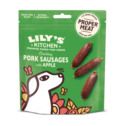 Lilys Kitchen cracking Pork sausages with apple