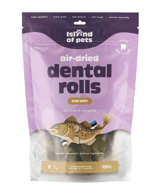 ISLAND OF PETS, AIR-DRIED COD SKIN DENTAL ROLLS