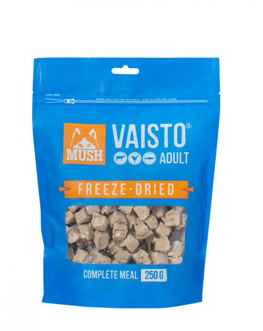 MUSH Vaisto Blå - frysetørret hundefoder med okse, kalkun og laks